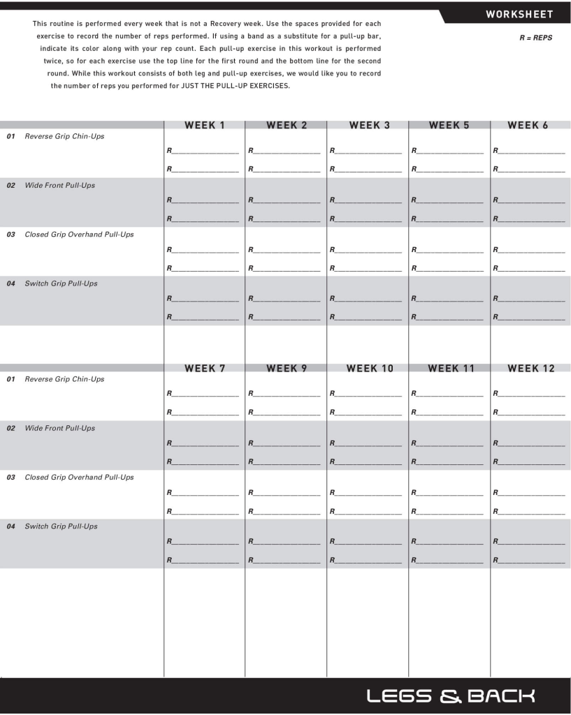 p90x legs and back workout sheets