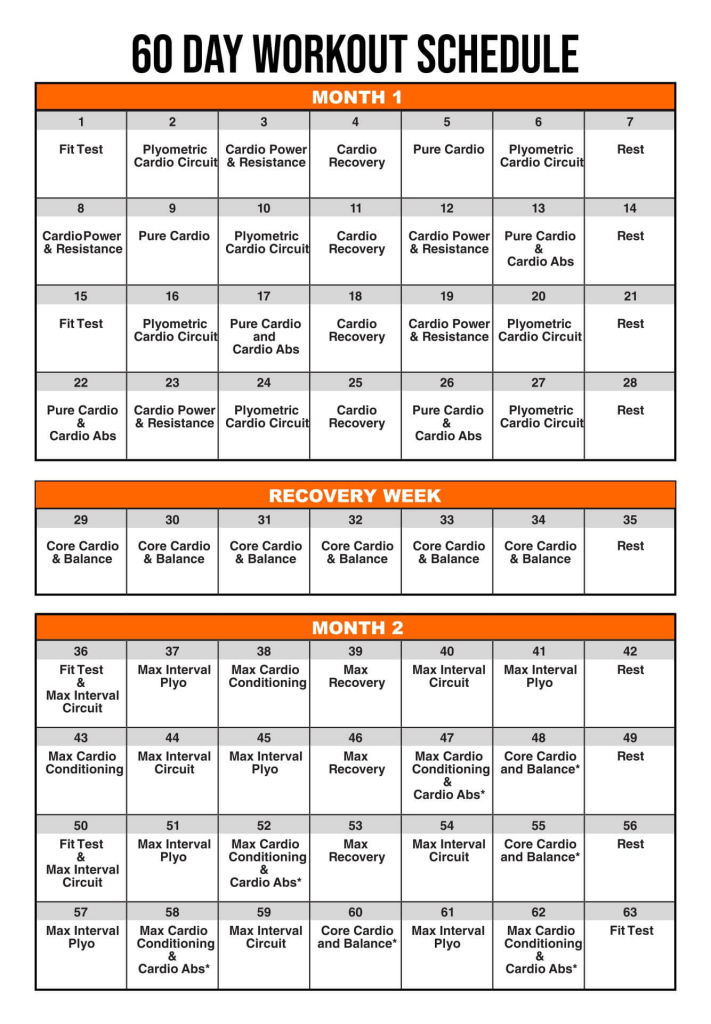 60 day insanity workout schedule