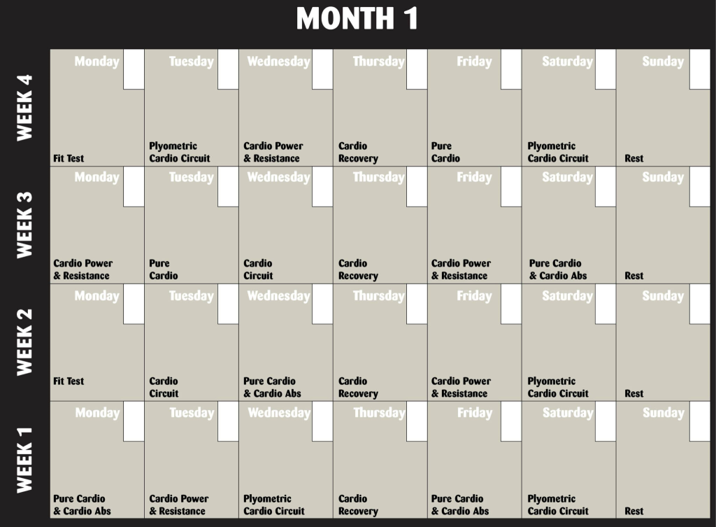 month 1 insanity workout schedule