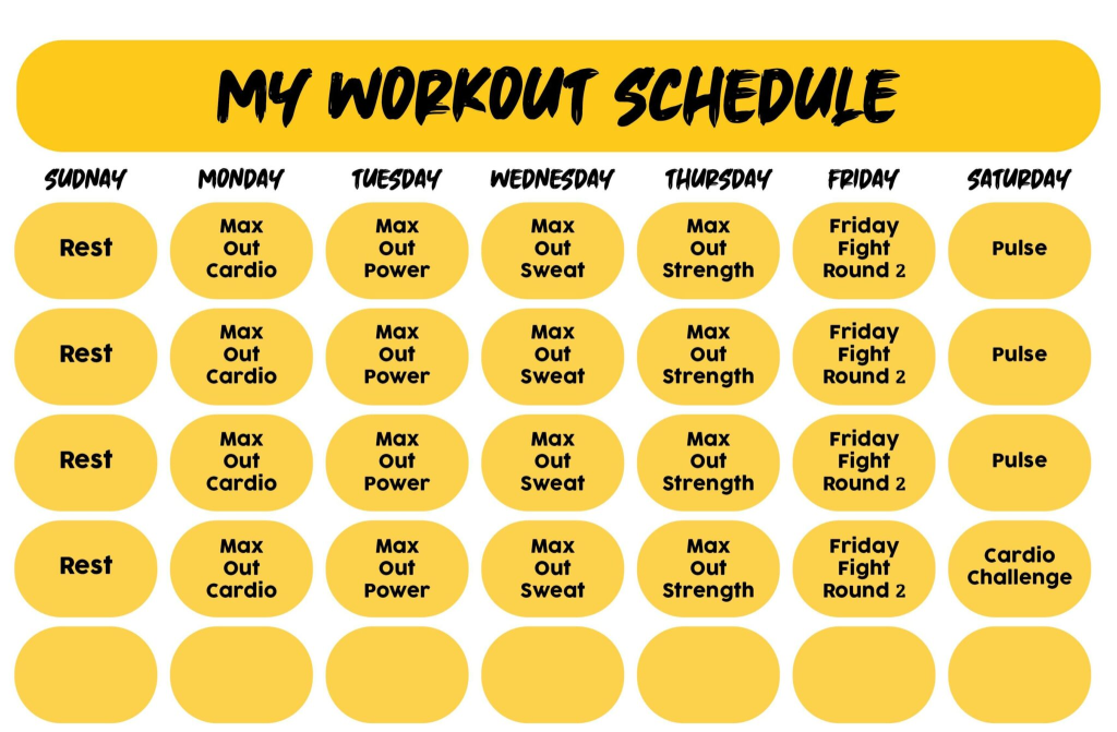 personal workout schedule 